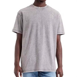 T-shirts en coton vintage délavé pour hommes, col rond, coupe oversize, grande taille, style streetwear, vente en gros OEM à faible MOQ - Product Image 2