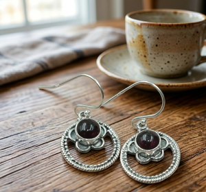 Natural Garnet <b>Dangle</b> <b>Earrings</b> 925 Sterling Silver Rose <b>Gold</b> Yellow <b>Gold</b> Plated Vintage Boho Handmade Gemstone Jewelry for Women - Product Image 4