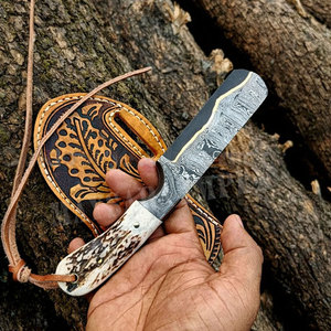Copper Damascus Skinner <b>Knife</b> with Black Horn & Rose Wood <b>Handle</b> Handmade Full Tang Hunting <b>Knife</b> Custom Outdoor Camping <b>Knives</b> - Product Image 5