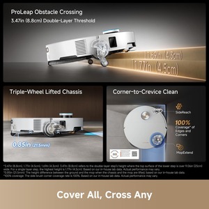 หุ่นยนต์ดูดฝุ่นและถูพื้นอัลตร้า คอมพลีท ดีไซน์บางเฉียบ แรงดูด 35,000Pa ระบบเทฝุ่นและเติมน้ำอัตโนมัติ พร้อมระบบทำความสะอาดตัวเอง - Product Image 4