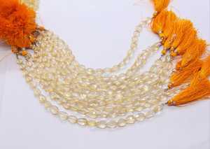 ลูกปัดพลอยซิทรินธรรมชาติทรงลูกแพร์เหลี่ยมเพชรพลอยขนาด 7x10 มม. ความยาว 8 นิ้ว - Product Image 4