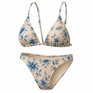 Conjunto de Bikini de Dos Piezas con Estampado Floral y Logotipo Personalizado en la Parte Delantera, Traje de Baño para Mujer, 100% Poliéster - Product Image 3