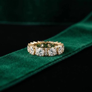 แหวนเพชรทรงกลมพรีเมียมแบบเต็มวงสำหรับผู้หญิง ทองคำแท้ 14k ของขวัญสำหรับเจ้าสาว ขอแต่งงาน มอบให้เธอ - Product Image 3