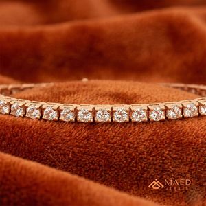 กำไลข้อมือเทนนิสโมอิสซาไนต์สำหรับผู้หญิง สีโรสโกลด์ ดีไซน์โซ่เส้นเล็ก ประดับด้วยพลอยทรงกลม เครื่องประดับแฟชั่นสุดหรู ของขวัญสุดเก๋ - Product Image 2