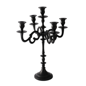 Candélabre en métal noir de luxe à 5 bras, centre de table décoratif pour réception de mariage, fête, hôtel, restaurant - Product Image 5