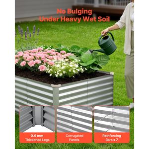 Fioriera Rettangolare Rialzata in Metallo Zincato 8x4x2 piedi, Kit Vaso da Giardino Senza Fondo per Esterni, Ideale per la Coltivazione - Product Image 3