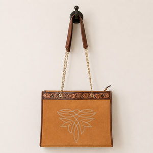 Sac à bandoulière en cuir véritable de qualité supérieure pour femmes, sac à main de créateur à motifs floraux western, sac vintage tendance pour le bureau et les voyages - Product Image 1