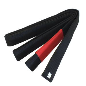 Black BJJ <b>Belt</b> With <b>Red</b> Stripe 100% Cotton Durable Unisex Adult Martial Arts Wear - Product Image 5