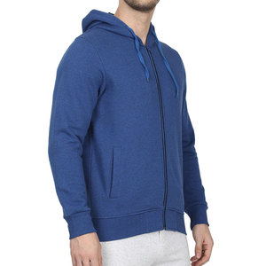 Sudadera con Capucha Azul para Hombre, Cierre de Cremallera, Corte Regular, Informal, de Punto, de Algodón, para Otoño - Product Image 1