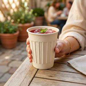 Elegant Eco Friendly 250ml Pulp Moulded <b>Disposable</b> Glass Cup Biodegradable 50 Count Modern Wedding <b>Drinkware</b> for Tea Coffee - Product Image 4