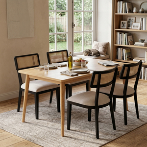 Durable Solid Teak Wood Scandinavian Modern <b>Restaurant</b> Mulyo Dining <b>Set</b> with 4 Chairs Foldable Eco-Friendly Commercial Furniture - Product Image 5