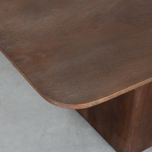 Mesa de Comedor de Madera de Mango Maciza Hecha a Mano con Acabado Marrón, Base de Pedestal Grande, Moderna, para 6-8 Personas, para el Hogar o la Villa - Product Image 4