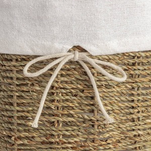 Ensemble de 2 paniers de rangement doublés de jonc de mer - Paniers de rangement naturels faits à la main, vente en gros, écologiques, fabriqués au Vietnam - Product Image 3