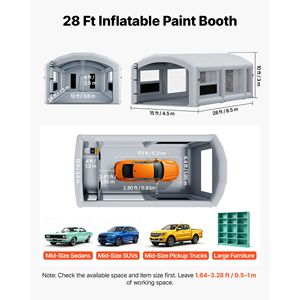 Cabina de Pintura Inflable Portátil de 28x15x10 Pies con Sopladores de 750W+950W y Área de Cambio de Filtro de Algodón Grande - Product Image 2