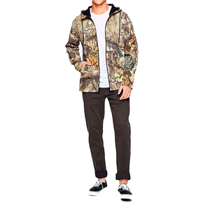 Men Camouflage Hooded <b>Zipper</b> <b>Jacket</b> Regular Fit Windproof Casual Autumn Wear Woven Polyester Outerwear - Product Image 3