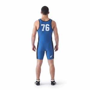 Combinaison de lutte bleu roi pour hommes - Combinaison une pièce sans manches en polyester et élasthanne pour athlètes de club scolaire OEM - Product Image 2