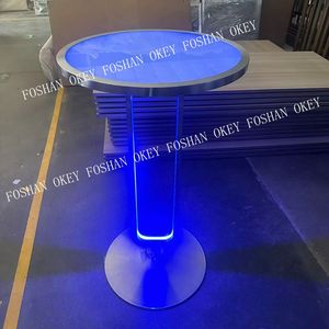 OKEY Hotel Events Led <strong>Buffet</strong> <strong>Table</strong> Stainless Steel Portable Cocktail bar <strong>Table</strong> Movable Round 5ft Led Commercial <strong>Buffet</strong> <strong>Tables</strong> - Product Image 3