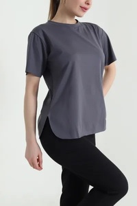 T-shirt à col roulé à manches courtes pour femme EVER GLOW, couleur unie, coupe classique, décontracté, 100% coton, 220g, respirant, anti-UV, séchage rapide - Product Image 2