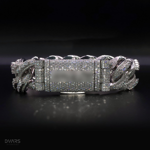 Bracelet Miami Cuban Chain Link personnalisé en Moissanite VVS, serti de diamants, en or blanc, bijoux Hip Hop pour hommes et femmes - Product Image 5