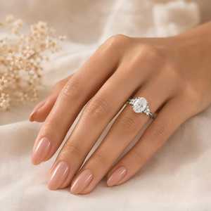 Premium Oval Marquise Round Cut Lab Grown Diamond Classic Color EF Clarity VVS 10K 14K 18K Solid Gold Diamond Engagement Ring - Product Image 4