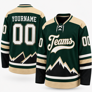Jersey de Hockey sobre Hielo Personalizado Verde Crema, Uniforme de Equipo de Manga Larga, Transpirable, de Secado Rápido, Fabricante OEM - Product Image 2