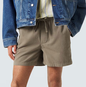 Shorts Oxford en coton grande taille pour homme, couleur unie, taille élastiquée avec cordon, décontractés, coupe Bermuda, taille mi-haute avec poches - Product Image 4
