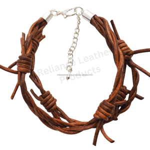 Handmade Antique <b>Leather</b> Barbed Wire Bolo <b>Cord</b> for Charms-round 2mm Cowhide Customized Size for Gothic Jewelry & DIY Crafts - Product Image 4