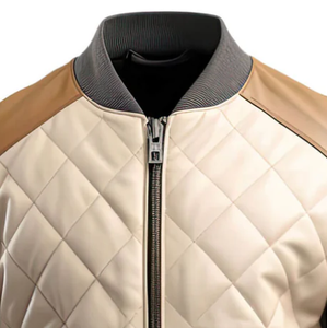 Chaqueta Bomber de Cuero PU con Cuello Camisero, Cierre de Cremallera, Diseño Acolchado, para Otoño, Corte Regular - Product Image 3