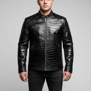 Durable Genuine <b>Leather</b> Outerwear With Raised Pattern Details And Soft Lining For Comfortable Wear Embossed <b>Leather</b> <b>Jacket</b> - Product Image 4