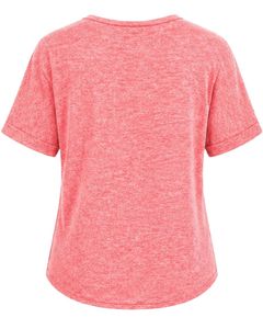 Camiseta Casual de Mujer con Cuello en V, Color Rosa Coral, Manga Corta, Mezcla de Algodón, Suave y Ligera, con Bolsillo, Cómoda para el Verano y Uso Diario - Product Image 2