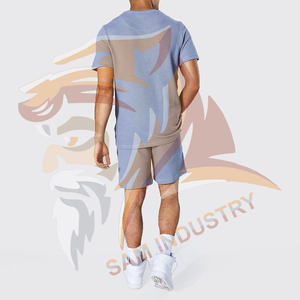 Hot Sale Product New Arrival Men Summer Short Sleeve T Shirts and Shorts Cotton Contrast Color Men <b>Twin</b> <b>Sets</b> for Adults - Product Image 2