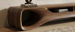 Nordic Sculptural Solid Wood TV Console <b>Table</b> Modern Organic Curved <b>Walnut</b> Media Storage Unit Luxury Designer Villa Furniture - Product Image 4