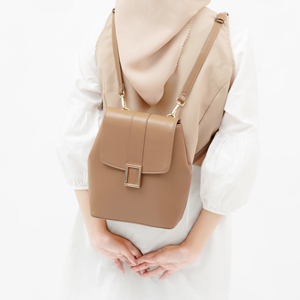 Women's Fashion Waterproof Square <b>Backpack</b> Synthetic <b>Leather</b> Authentic Lining Drill Buckle Closure <b>Large</b> Capacity Daily Use - Product Image 1