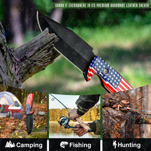 Couteau tactique à lame fixe de qualité industrielle en acier D2, fait main, avec manche à motif drapeau américain |   USA Chasse Camping OEM - Product Image 3