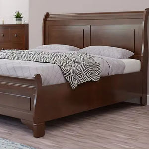 Lit king size en bois massif, fait main, de luxe, avec pied de lit, meubles de chambre à coucher en bois, sculpté à la main, qualité supérieure - Product Image 1