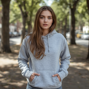 Sweat-shirt à capuche unisexe coupe classique en polaire polyester/nylon, style streetwear décontracté vintage, broderie logo personnalisé pour l'hiver - Product Image 4