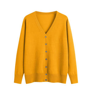 Women's V-Neck <b>Cardigan</b> <b>Sweater</b> Long Sleeve Solid Color Casual Knitwear 100% Acrylic Anti-Pilling Full Sleeve Regular Fit - Product Image 3