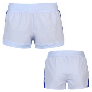 Shorts Deportivos Blancos con Ribete en Contraste, Cintura Elástica con Ribete Azul Rey, Shorts de Yoga de Algodón Suave para Mujer - Product Image 3