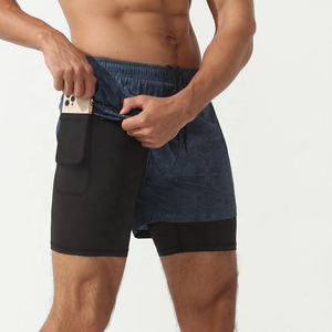 Men's Double <b>Layer</b> Fitness Shorts Men Fitness Gym Training 2 in 1 Sports Shorts Quick Dry Workout Jogging Double Deck Summer - Product Image 2
