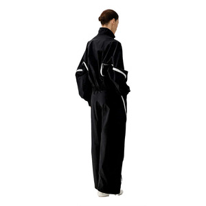 Custom <b>Women</b> Lightweight 100% Polyester Breathable Track Suit Set Full Zip <b>Jacket</b> Wide Leg Pants Athleisure OEM Private Label - Product Image 2