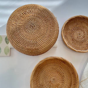 Ensemble de 3 plateaux à fruits en rotin, ronds, en rotin naturel tressé, prix de gros directement de l'usine. - Product Image 3