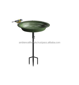 Bain d'oiseaux décoratif d'extérieur en métal, style piédestal, structure robuste en fer, revêtement résistant aux intempéries, pour usage en jardin. - Product Image 2