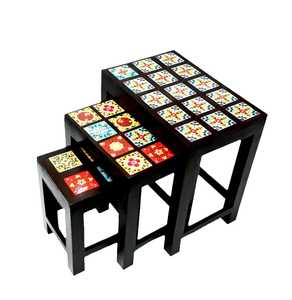 Eco-Friendly Durable Handmade Wooden Home Decorative Side Nesting <b>Table</b> Brown Color Unique Design Latest Arrival Coffee <b>Table</b> - Product Image 5