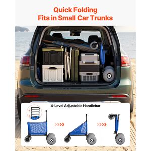 Carreta de Playa Plegable con Ruedas de 12 Pulgadas Resistentes, Capacidad de Carga de 165 Libras, Ruedas Grandes, Carrito de Almacenamiento para Arena, para Camping - Product Image 6