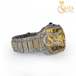 Nuevo Reloj de Lujo con Diamantes Moissanite de 41 mm, Estilo Hip Hop, Esfera Completamente Adornada, Correa de Acero Inoxidable Antiguo, Movimiento de Cuarzo - Product Image 2
