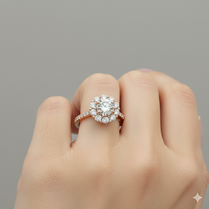 Anillo de compromiso Stonewels Endearing Love Grande Pav con halo de diamantes en oro certificado con engaste de púas - Product Image 6