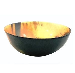 Bol de service en corne fait main, écologique, design moderne et minimaliste, tons bruns, poli, léger (0,4 kg), décoration - Product Image 3