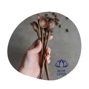 Cuillères à thé en bois vintage durables de 5,8 pouces avec motif végétal, petites cuillères pour miel, confiture, condiments, compatibles lave-vaisselle, pour la cuisine (vente en gros) - Product Image 1