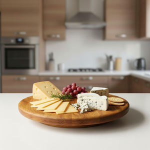 Bandeja giratoria Lazy Susan, bandeja de servir de madera de roble, organizador de cocina, bandeja giratoria para mesa de la marca blossom craft india - Product Image 4