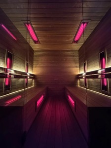 ซาวน่าติดผนัง Senxing แผงไม้ธรรมชาติ กระจกเต็มบาน แผงทำความร้อนอินฟราเรดสีแดง คุณภาพพรีเมียมเพื่อสุขภาพที่บ้าน - Product Image 6